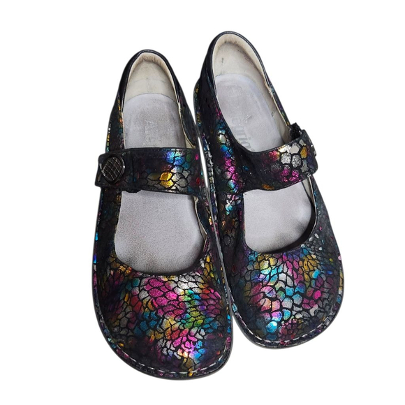 Women's Alegria Mary Jane Shoes Metallic Multicolor Minnow Rainbow sz 38 US 7.5 - Picture 3 of 6
